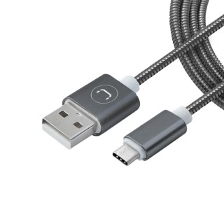 Cable tipo C 2.0 acero inoxidable gris 1m/3ft UNNO